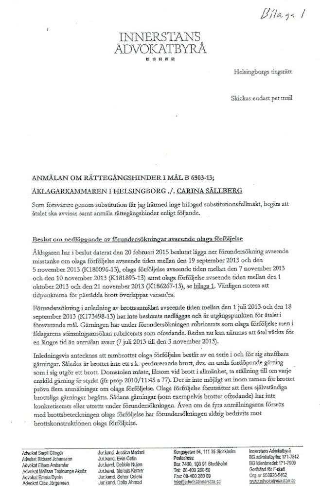 Clas Jörgensens HD sid 11 åklagarens beslut om nedläggning